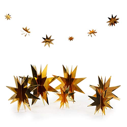 Oblique Unique® 3D Sterne Papier Girlande als Weihnachtsdeko Weihnachten Dekoration Hängedeko Gold Silber - Farbe Wählbar (Gold) von Oblique Unique