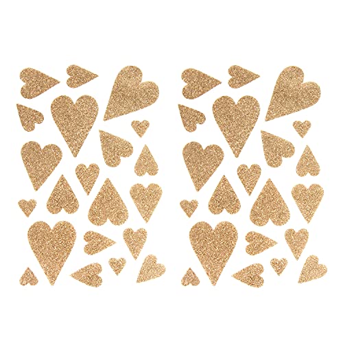 Oblique Unique® 42 Herz Aufkleber mit Glitzereffekt Herzen Sticker Scrapbooking Dekoration Liebe Kinder Geburtstag Valentinstag Weihnachten (Champagner) von Oblique Unique