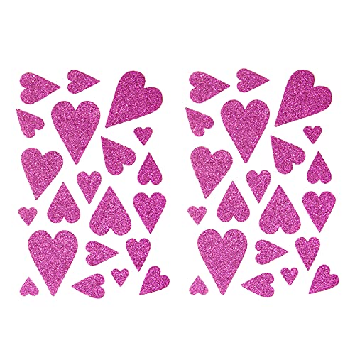 Oblique Unique® 42 Herz Aufkleber mit Glitzereffekt Herzen Sticker Scrapbooking Dekoration Liebe Kinder Geburtstag Valentinstag Weihnachten (Pink) von Oblique Unique