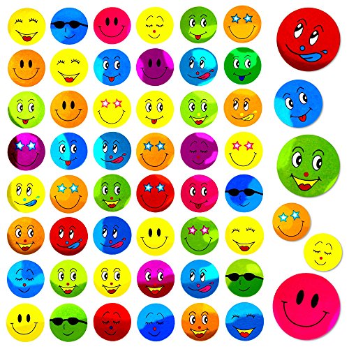 Oblique-Unique® 480 Smiley Sticker - Freude Positiv Frech Bunt Deko Verzierung Basteln Kinder von Oblique-Unique