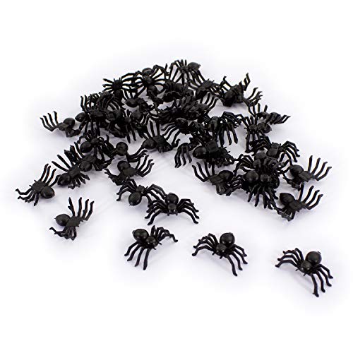 Oblique Unique® 50 kleine Spinnen aus Kunststoff für Halloween Fasching Karneval Streudeko Tisch Deko Schwarz von Oblique Unique