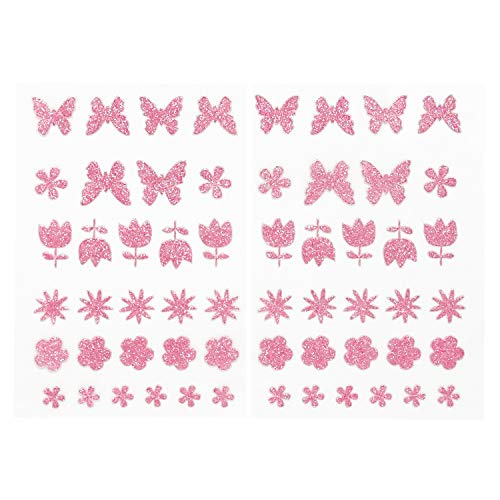 Oblique Unique® 58 Blumen Schmetterling Glitzer Sticker Aufkleber als Geschenkdeko zum Basteln Spielen Scrapbooking Dekorieren UVM. in Rosa von Oblique Unique