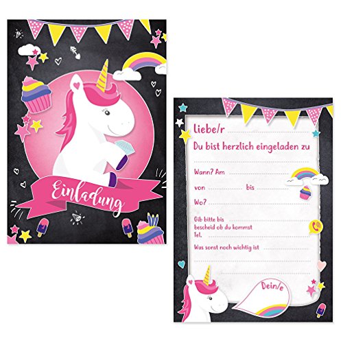 Oblique Unique® 6 x Einladungskarten zur Einhornparty Geburtstagseinladungen Jungen Mädchen Kinder Unicorn Einhörner Karten Set von Oblique Unique