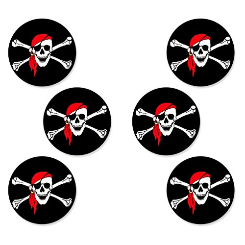 Oblique Unique® 6 x Piraten Antsecker Totenkopf Button - Farbe wählbar (Schwarz) von Oblique Unique