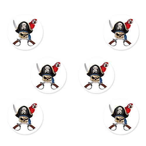Oblique-Unique® 6 x Piraten Antsecker Totenkopf Button - Farbe wählbar (Weiß) von Oblique Unique