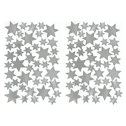 Oblique Unique® 86 Sterne Sticker Stern Aufkleber für Weihnachten Weihnachtsdeko Geschenkdeko Basteln Glänzend (Silber) von Oblique Unique