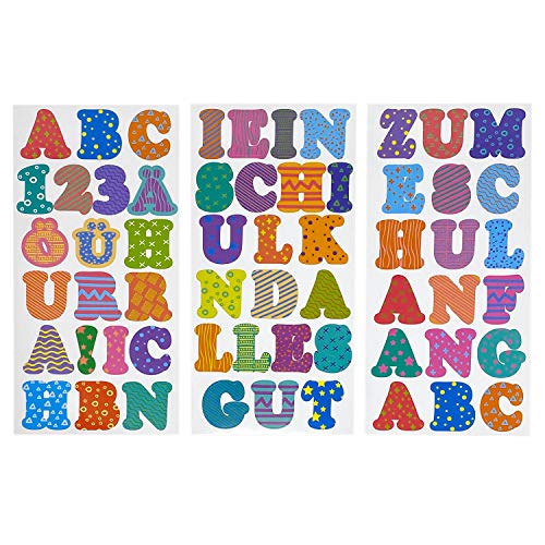 Oblique Unique® ABC 123 Buchstaben Zahlen Sticker Set 59 Aufkleber für Schuleinführung Ich Bin EIN Schulkind Alles Gute zum Schulanfang Lernen Bunt von Oblique Unique