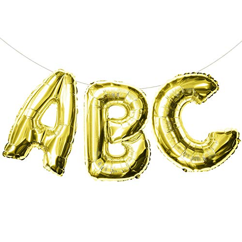 Oblique Unique® ABC Buchstaben Folien Luftballon Girlande Banner Hänge Deko für Einschulung Schuleinführung Schulanfang Schulstart Dekoration Schule Ballons Gold von Oblique Unique