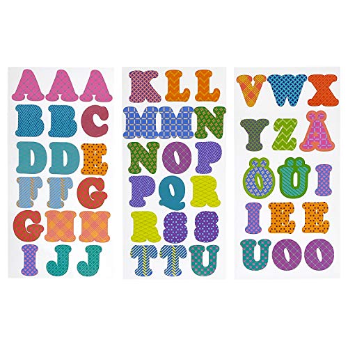 Oblique Unique® ABC Buchstaben Sticker Set 51 Alphabet Aufkleber mit Muster Kinder Lernen Bunt Schuleinführung Einschulung Deko Kinderzimmer von Oblique Unique