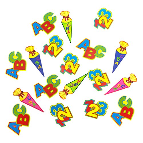 Oblique Unique® ABC Schultüte 123 Zahlen Buchstaben Tisch Dekoration zur Schuleinführung - Konfetti Zuckertüte Einschulung Schulanfang von Oblique Unique