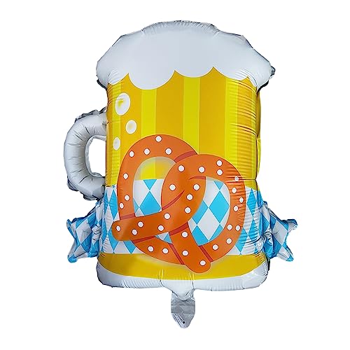 Oblique Unique® Bierkrug Folien Ballon Oktoberfest Party Bierglas Luftballon Hängedeko Bier Brezel Bayern Deko von Oblique Unique