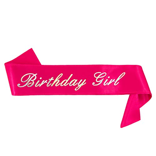 Oblique-Unique® Birthday Girl Schärpe - Geburtstag Jubiläum Feier Party Accessoire Pink mit Glitzereffekt von Oblique-Unique