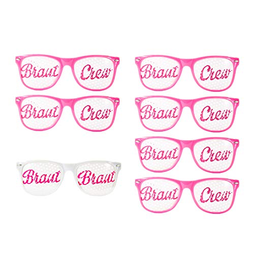 Oblique Unique® Brille Braut + Braut Crew Set 7 STK. JGA Junggesellinnenabschied Hen Party Bride to be Brillen Weiß Pink von Oblique Unique