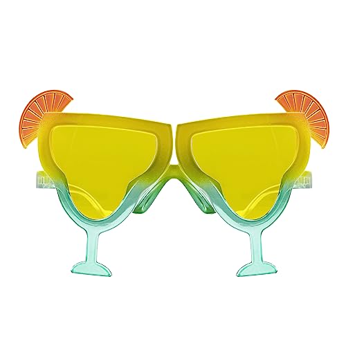 Oblique Unique® Brille Partybrille Spaßbrille Sonnenbrille für Geburtstag Jubiläum Party Fasching Karneval Accessoire (Brille Cocktail - Gelb) von Oblique Unique
