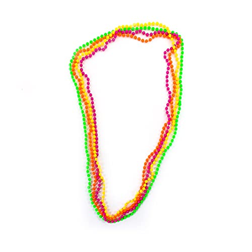 Oblique Unique® Bunte Perlenkette Neonfarben 4er Set - Fasching Karneval Party 80er Jahre Hippie Kette Perlenketten von Oblique Unique