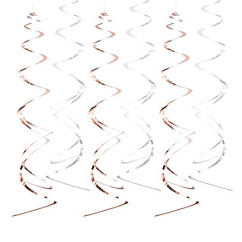 Oblique Unique® Deckenhänger 6 Stück Spiral Girlanden - Farbe wählbar (Silber-Roségold) von Oblique Unique