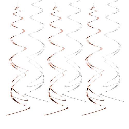 Oblique-Unique® Deckenhänger 6 Stück Spiral Girlanden - Farbe wählbar (Silber-Roségold) von Oblique Unique