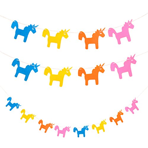 Oblique-Unique® Einhorn Girlande Unicorn Banner bunt aus echtem Filz 2m - Kinder Geburtstag Party Deko von Oblique-Unique