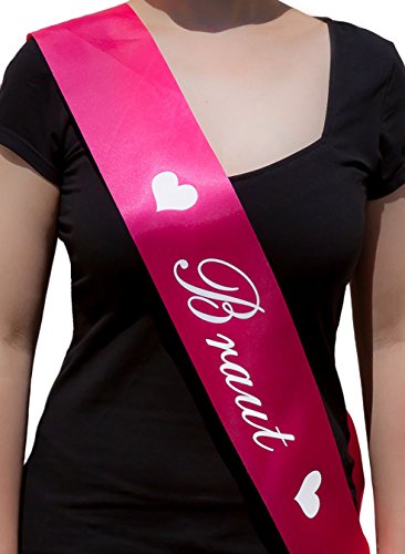 Oblique Unique® Elegante Braut Schärpe in Pink mit weißer edler Aufschrift Braut von Oblique Unique