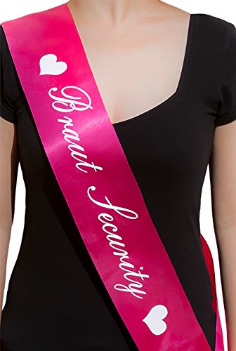 Oblique Unique® Elegante Braut Security Schärpe in Pink mit weißer Aufschrift von Oblique Unique