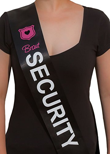 Oblique Unique® Elegante Braut Security Schärpe in Schwarz mit pink/weißer Aufschrift von Oblique Unique