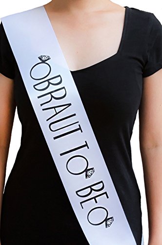 Oblique Unique® Elegante Schärpe für die Braut - Braut to Be - in weiß von Oblique Unique