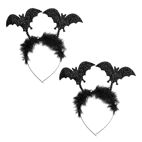 Oblique Unique® Fledermaus Haarreifen Set 2 Stück Haarreif mit Flügeln als Kostüm Accessoire für Fledermauskostüm Halloween Karneval Fasching Motto Party von Oblique Unique
