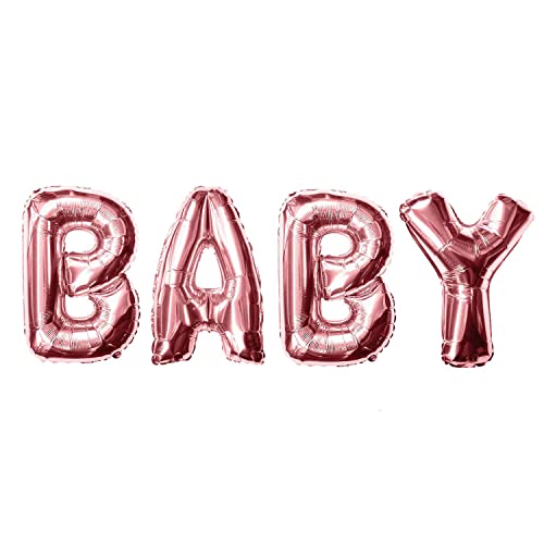 Oblique Unique® Folien Luftballon Baby Schriftzug Folienballon Ballon für Baby Shower Party Deko Dekoration Geburt für Mädchen Junge (Rosé) von Oblique Unique