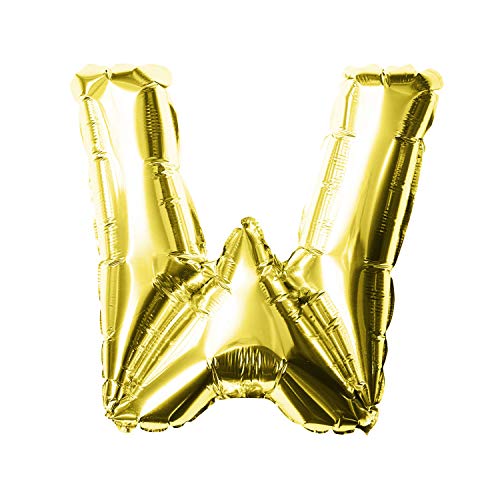 Oblique Unique® Folien Luftballon alle Buchstaben Alphabet ABC Herz Stern in Gold für Geburtstag Jubiläum goldene Hochzeit JGA Party Deko Folienballon - wählbar (Buchstabe W) von Oblique Unique