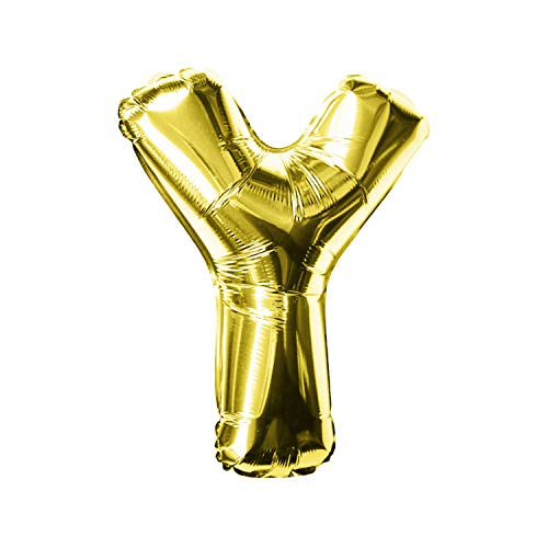Oblique Unique® Folien Luftballon alle Buchstaben Alphabet ABC Herz Stern in Gold für Geburtstag Jubiläum goldene Hochzeit JGA Party Deko Folienballon - wählbar (Buchstabe Y) von Oblique Unique