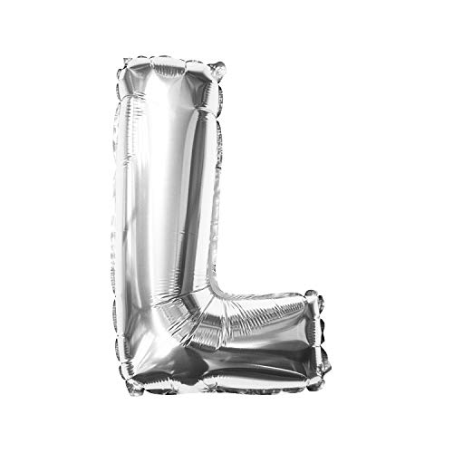 Oblique Unique® Folien Luftballon alle Buchstaben Alphabet ABC Herz Stern in Silber für Geburtstag Jubiläum Schuleinführung Silber Hochzeit JGA Party Deko Folienballon - wählbar (Buchstabe L) von Oblique Unique
