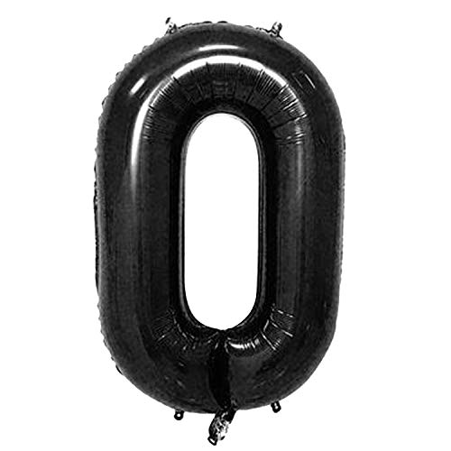 Oblique Unique® Folien Luftballon mit Zahl Nummer für Kinder Geburtstag Jubiläum Silvester Party Deko Folienballon in Schwarz - Zahl wählbar (Nr 0) von Oblique Unique