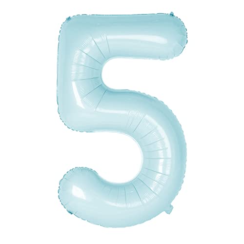 Oblique Unique® Folien Luftballon mit Zahl Nummer in Hellblau für Kinder Geburtstag Junge Jungen Jubiläum Party Deko Ballon Folienballon (Nr. 5) von Oblique Unique