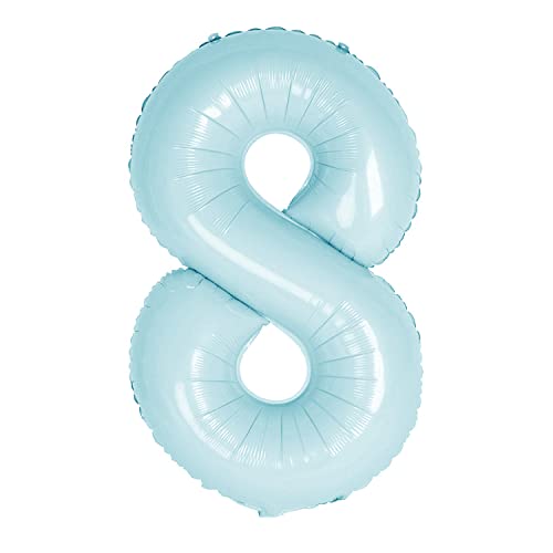 Oblique Unique® Folien Luftballon mit Zahl Nummer in Hellblau für Kinder Geburtstag Junge Jungen Jubiläum Party Deko Ballon Folienballon (Nr. 8) von Oblique Unique
