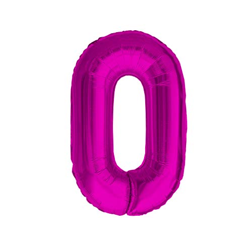 Oblique Unique® Folien Luftballon mit Zahl Nummer in Pink für Kinder Geburtstag Jubiläum Party Deko Folienballon - Zahl wählbar (Nr 0) von Oblique Unique