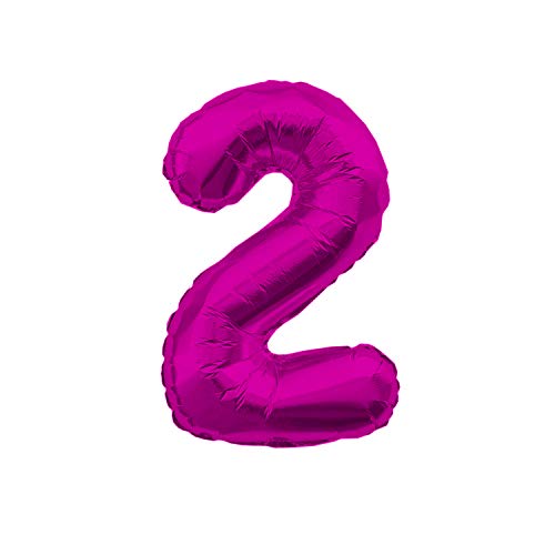 Oblique Unique® Folien Luftballon mit Zahl Nummer in Pink für Kinder Geburtstag Jubiläum Party Deko Folienballon - Zahl wählbar (Nr 2) von Oblique Unique
