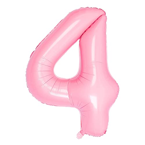 Oblique Unique® Folien Luftballon mit Zahl Nummer in Rosa für Kinder Geburtstag Mädchen Jubiläum Party Deko Ballon Folienballon (Nr. 4) von Oblique Unique