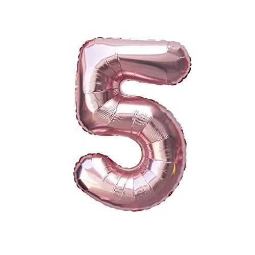 Oblique Unique® Folien Luftballon mit Zahl Nummer in Roségold für Geburtstag Jubiläum Party Deko Folienballon - Zahl wählbar (Nr 5) von Oblique Unique