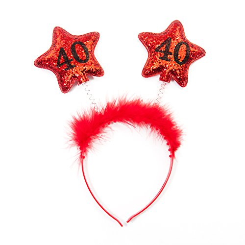 Oblique Unique® Haarreifen 40. Geburtstag Jubiläum Rot Glitzereffekt von Oblique Unique