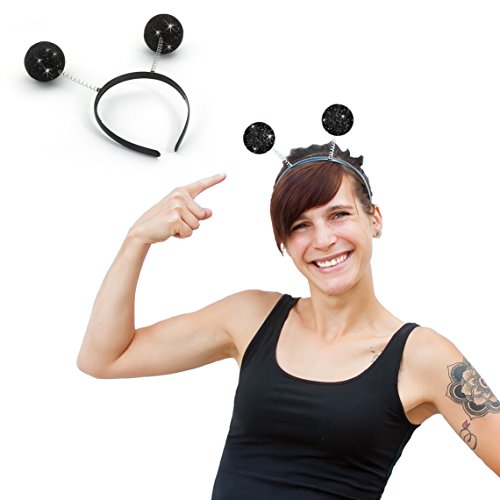 Oblique Unique® Haarreifen Schwarze Glitter Glitzer Antenne Kugeln I Kostüm Accessoire I Headbands Hats Caps & Headwear von Oblique Unique