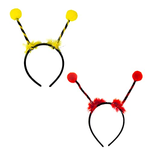 Oblique Unique® Haarreifen Set - Biene + Marienkäfer Haarreif mit Bommeln für Karneval Fasching Motto Party zum Verkleiden Kostüm Accessoires von Oblique Unique