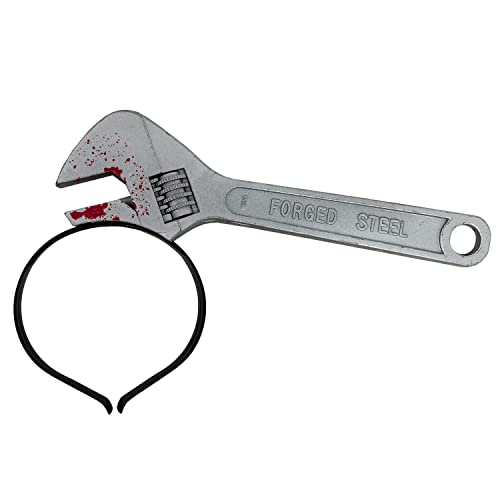 Oblique Unique® Haarreifen blutiger Schraubenschlüssel im Kopf Haarreif für Halloween Fasching Karneval Motto Party Kostüm Accessoire Zubehör von Oblique Unique