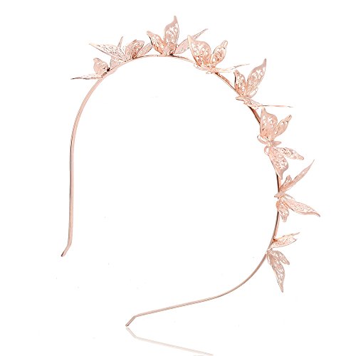 Oblique-Unique® Haarreifen mit Schmetterlingen Schmetterling Haarreif in Rose aus Metall für Fasching Karneval Party von Oblique-Unique
