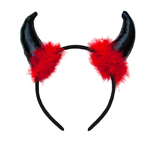 Oblique Unique® Haarreifen mit Teufelshörnern Haarreif Hörner Ohren Fasching Karneval Halloween Party Teufel Kostüm Schwarz Rot von Oblique Unique
