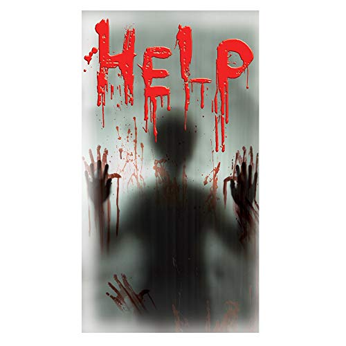 Oblique-Unique® Halloween Sticker HELP mit Geist Silhouette für Fenster Fliesen Wand Deko Realistisch Wirkender Schauriger blutiger Horror Aufkleber - wiederablösbar von Oblique Unique