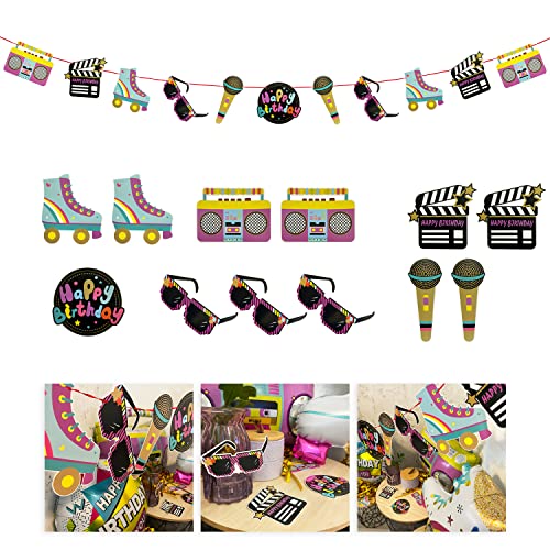 Oblique Unique® Happy Birthday Geburtstag Party Deko Set - Retro Girlande + Konfetti Set Streudeko Hängedeko Banner zum Dekorieren für Kinder Geburtstag Deko von Oblique Unique