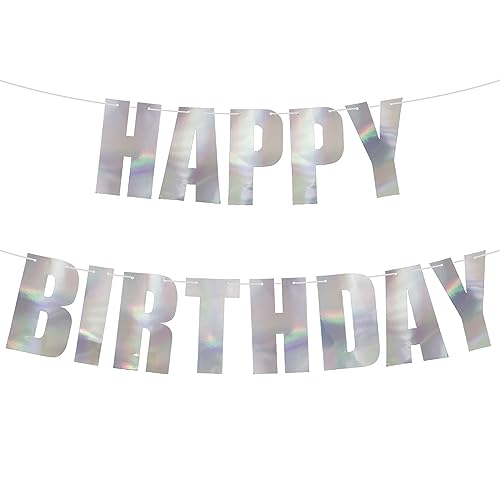 Oblique Unique® Happy Birthday Girlande Buchstaben glänzend Party Banner für Kinder Geburtstag Kinderzimmer Kindergarten Dekoration (Happy Birthday - Silber) von Oblique Unique