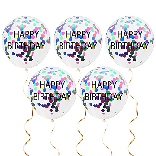 Oblique Unique® Happy Birthday Konfetti Luftballon Set 5 Stk. Ballons Deko für Geburtstag Jubiläum Feier Party von Oblique Unique