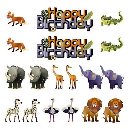 Oblique Unique® Happy Birthday Konfetti Set 18 Stk. Farbenfrohe Tiere zum Dekorieren Spielen Basteln für Kinder Kindergeburtstag Gebutstag Deko von Oblique Unique