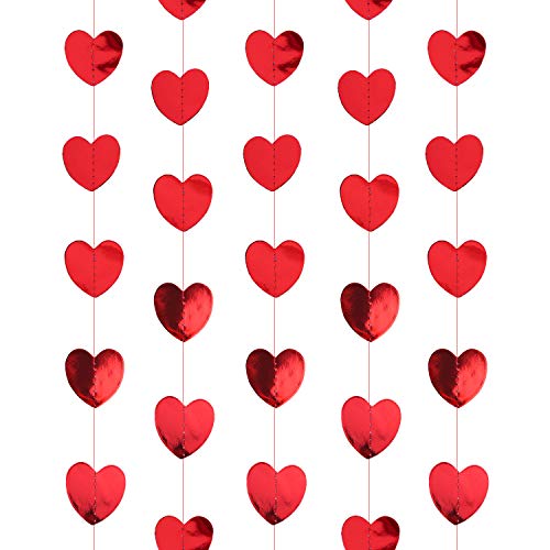 Oblique Unique® Herz Girlande Deckenhänger Banner mit Herzen Deko für JGA Junggesellinnenabschied Hen Party Hochzeit Valentinstag Geburtstag Party - Farbe wählbar (Rot) von Oblique Unique